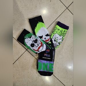 DC Comics Batman Joker Crew Socks Lot of 3 Pairs Adult One Size